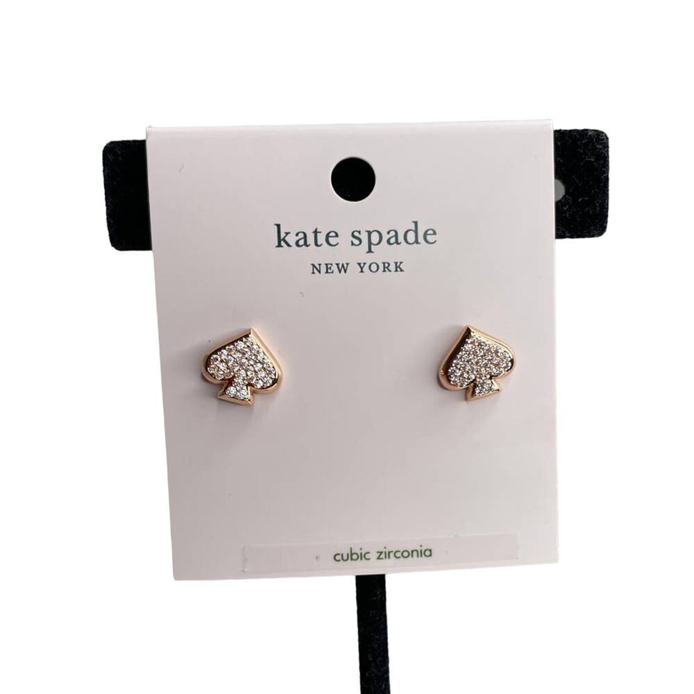 Kate Spade Rose Gold Everyday Spade Pave Stud Earrings